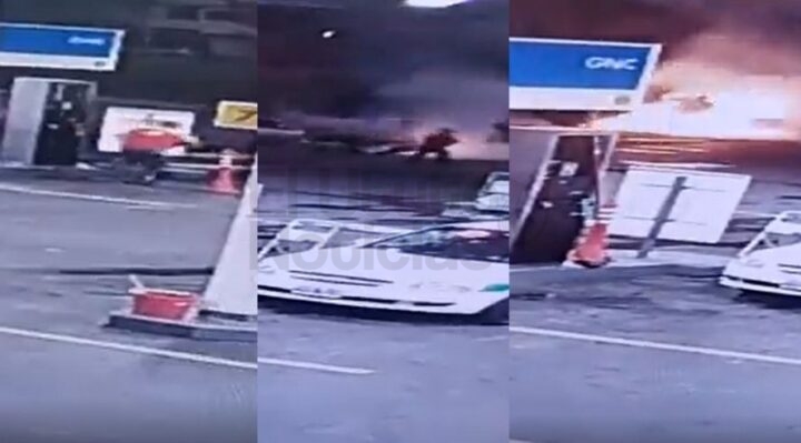 VIDEO | El playero del año: arriesgó su vida para apagar el incendio de un auto